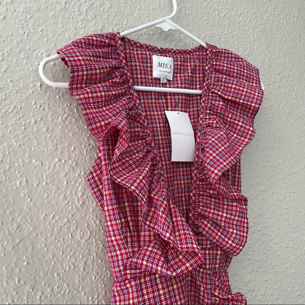 NWT Misa Los Angeles Stella Plaid Wrap Dress Size XS - Picture 4 of 10